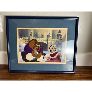 BEAUTY AND THE BEAST Belle Tames the Beast Lithograph Framed